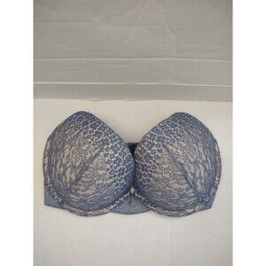 Victoria Secret Size 32DD Gray Blue Lace Push Up Bra
